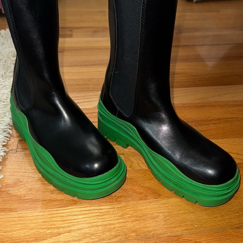 Bottega insp Tire rubber-trimmed leather Chelsea boots 38 fits W 8